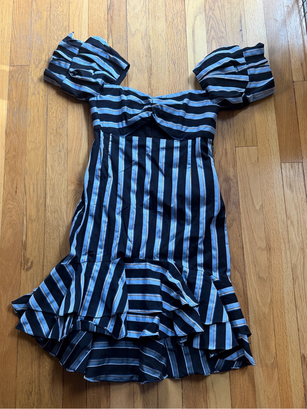 NEW Wayf blue striped cut out mini dress